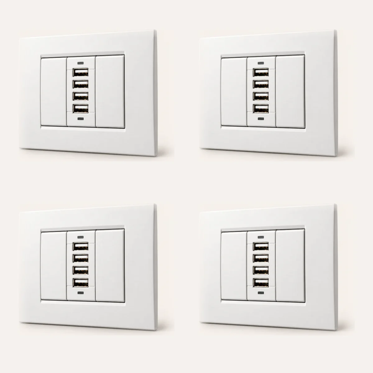 Kit di 4 i-socket per placche Bticino Living Light (Bianco)