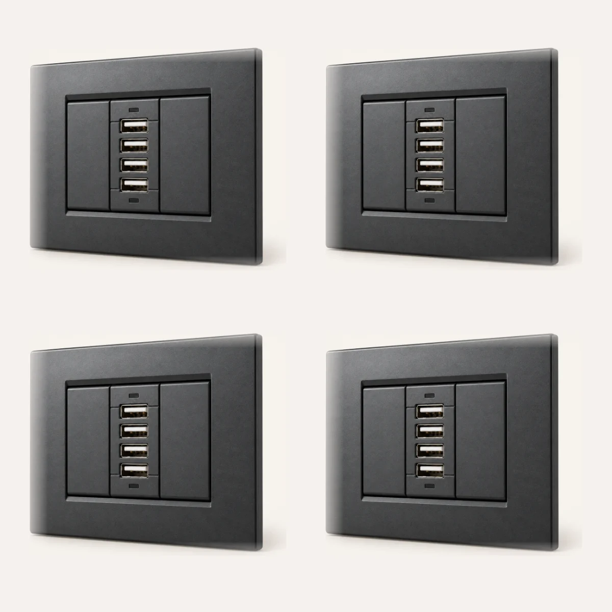 Kit di 4 i-socket per placche Bticino Living (Nero)